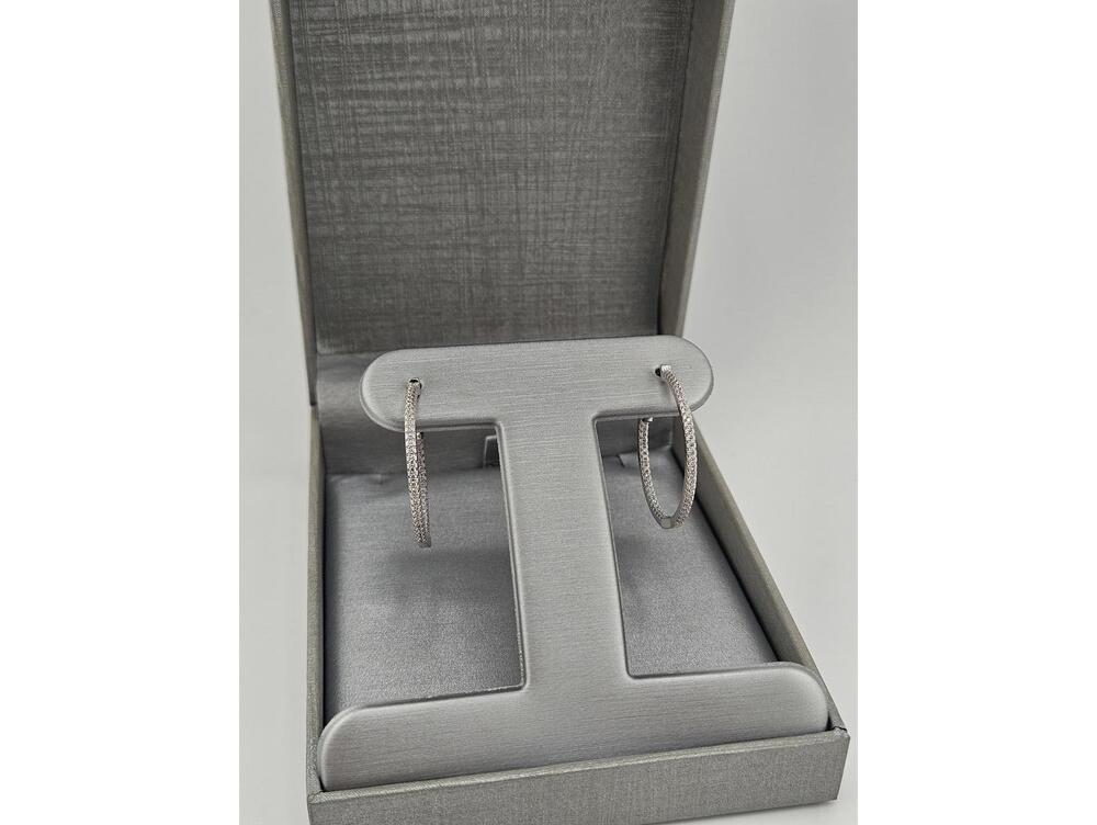30mm 1.9mm wide Sterling Silver Moissanite Hoop Earrings